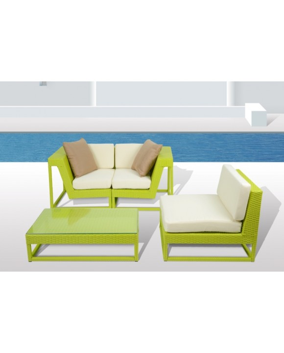 Диванный комплект мебели из ротанга - Rotang-52-Green